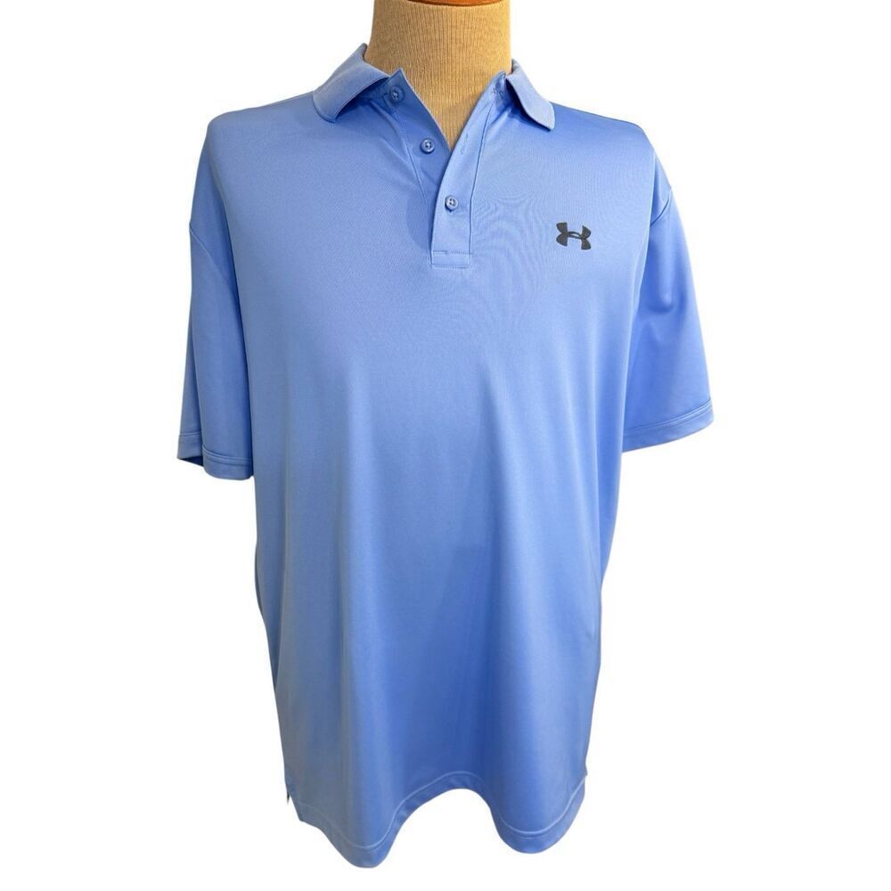 Under Armour HeatGear Men's Short Sleeve Polo Shirt Size XL Blue Performance